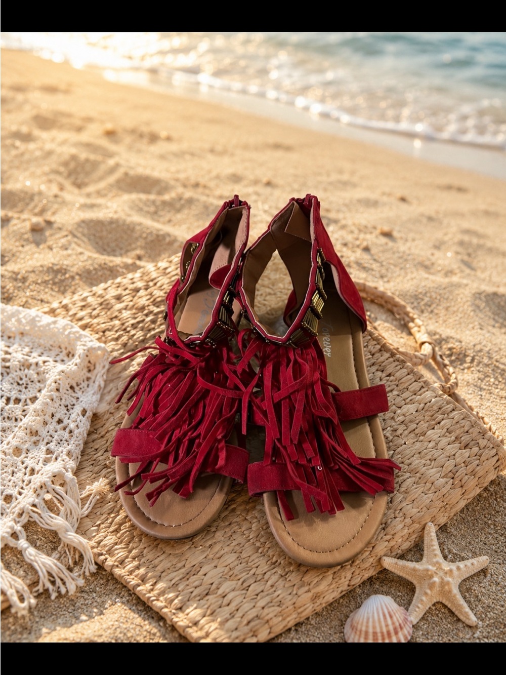 Red fancy sandals
